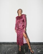 Ianthe puff sleeve satin dress - Image 2